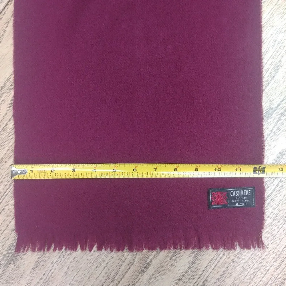 Burgundy maroon cashmere scarf with subtle fringe